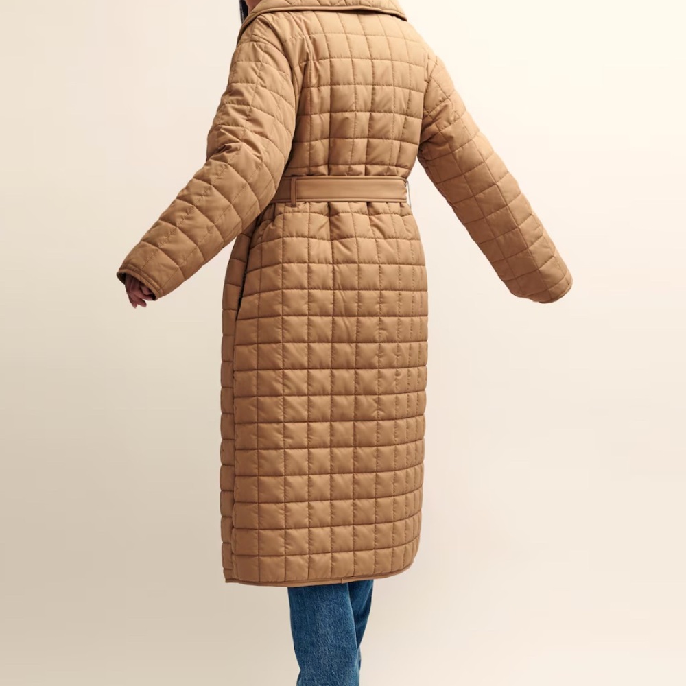 Tan Quilted Long Coat